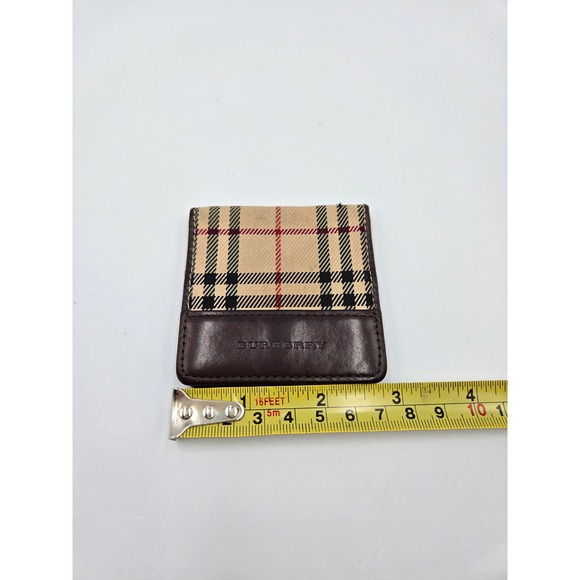 Burberry Coin Pouch Leather Plaid Check Brown Snap Closure Wallet - Picture 7 of 8
